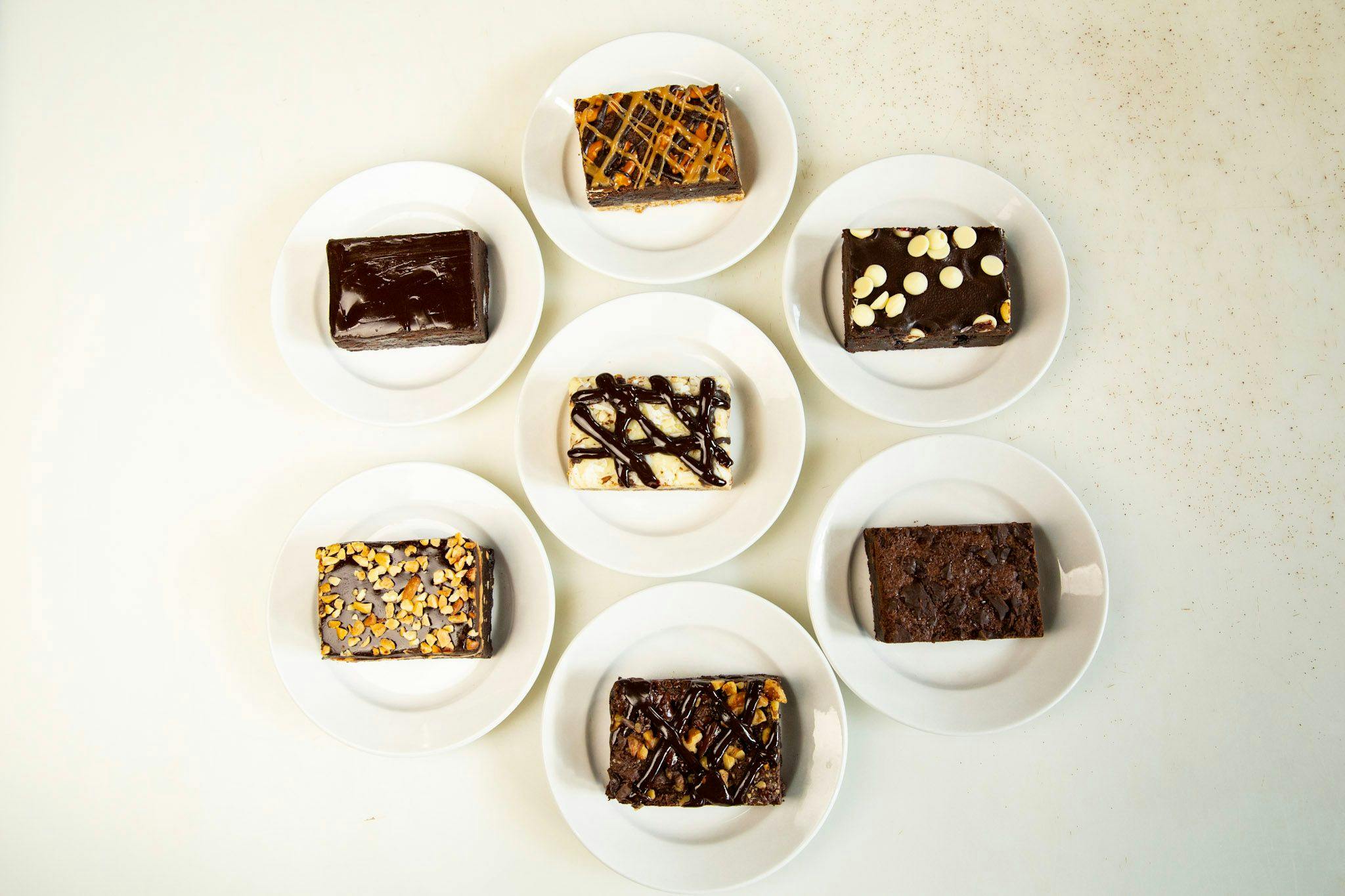 Assorted Brownies on plates